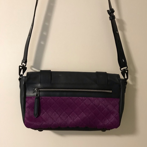 Rag and Bone Pilot clutch, navy and plum calf hair - Picture 4 of 8